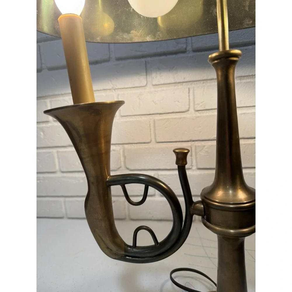 Classic Chapman French Horn Style Buillotte Lamp with Oblong Metal Shade 29